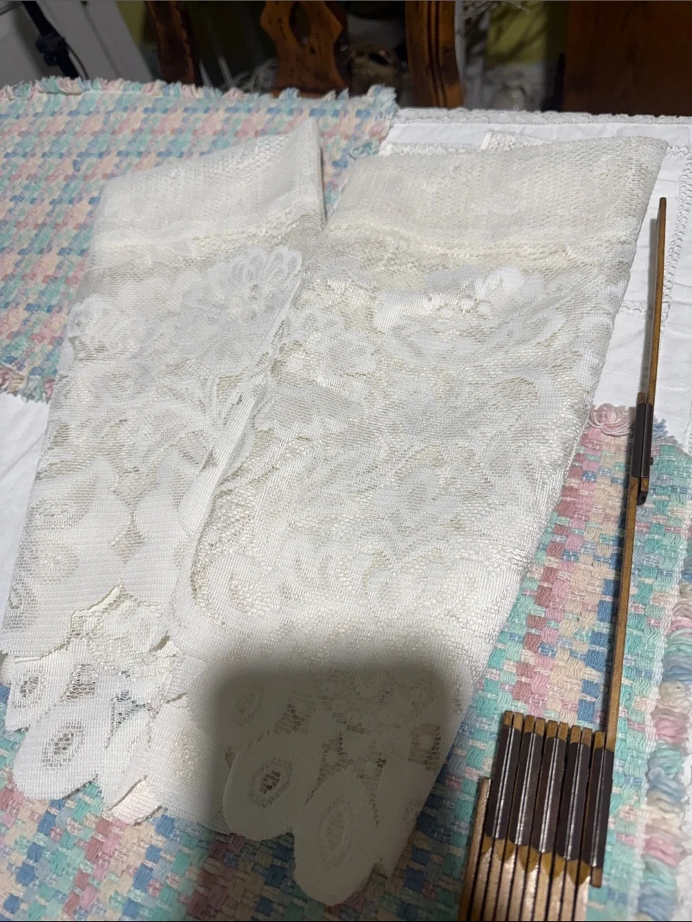 jcpenney White cream Floral Lace Kitchen Valance set of 2